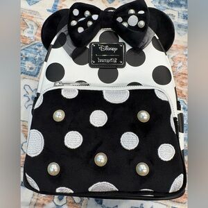 Loungefly Minnie Black and White Polka Dot Backpack